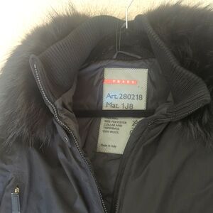 Prada sport black racoon fur collar zipped parka ❤️ size - EU 42